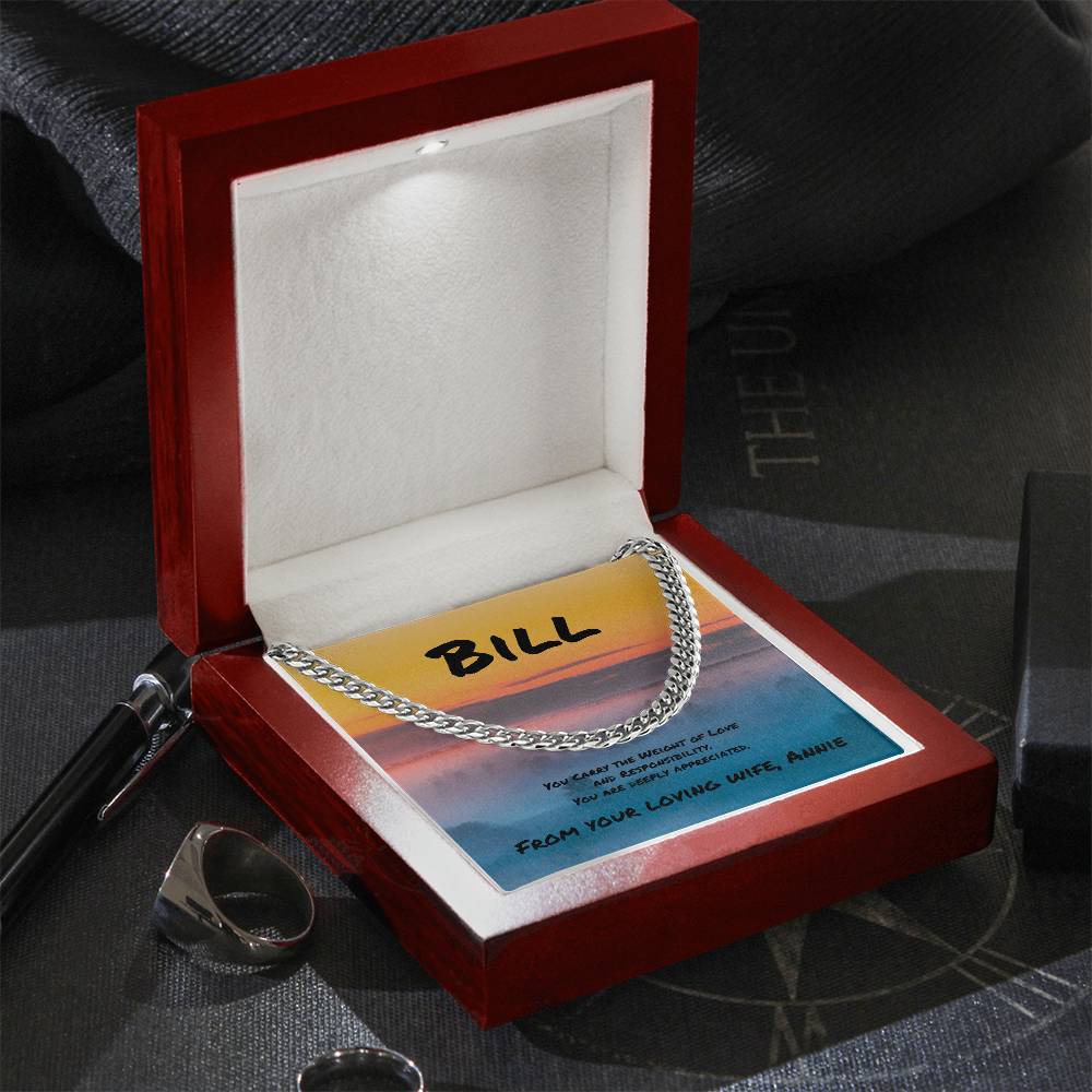 You Carry the Weight Cuban Link Necklace, Symbolic Jewelry for a Strong Man - MySisterIsASurvivor