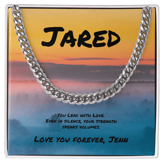 You Lead With Love Cuban Link Necklace, Personalized Jewelry for Caring Leaders - MySisterIsASurvivor