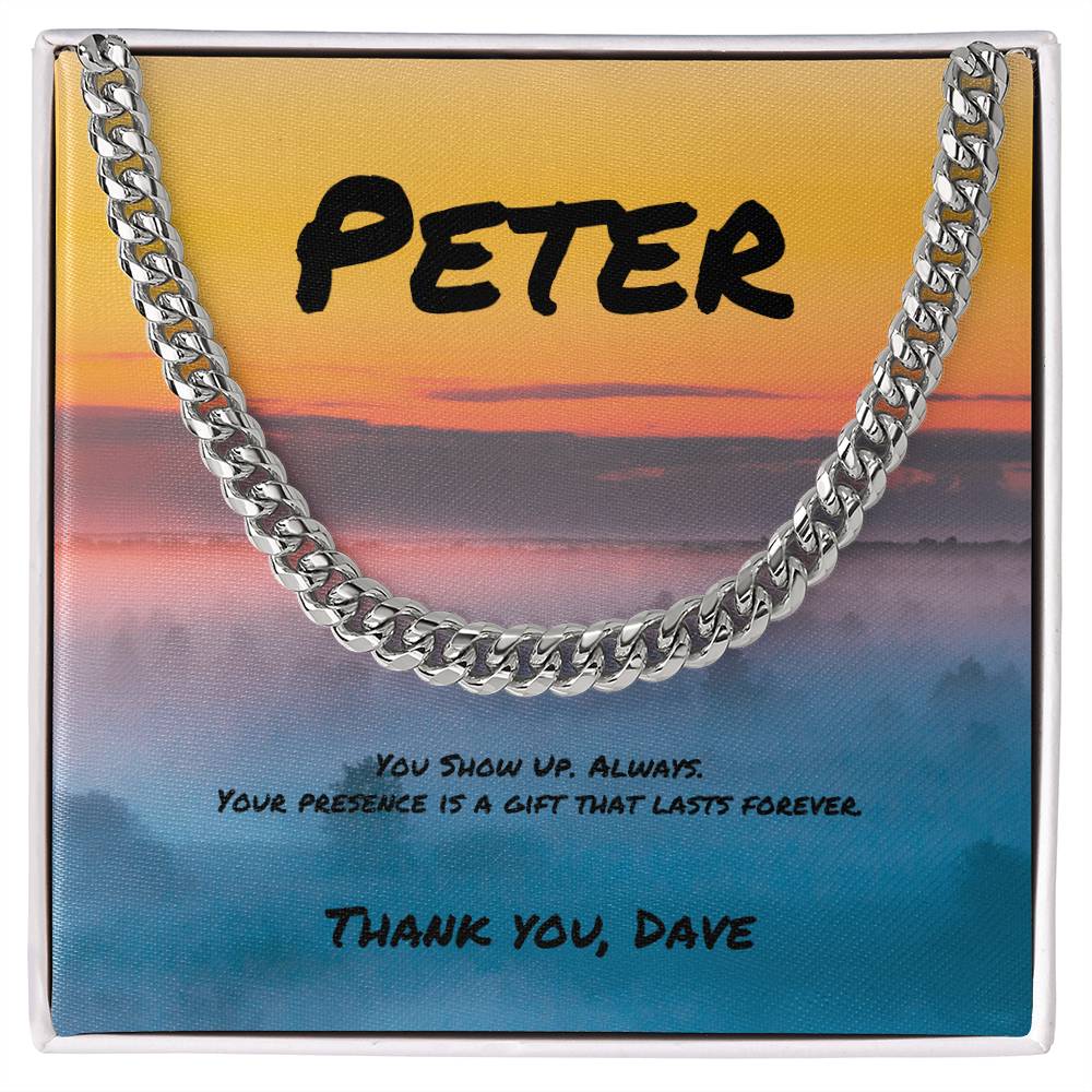 You Show Up. Always Cuban Link Necklace, Meaningful Gift for Supportive Men - MySisterIsASurvivor