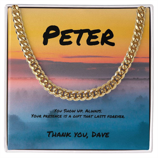 You Show Up. Always Cuban Link Necklace, Meaningful Gift for Supportive Men - MySisterIsASurvivor