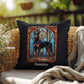 Black & Rust Doberman Stained Glass Pillow, personalized dog décor for indoor or outdoor use