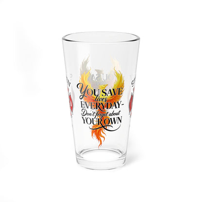 Don’t forget your own life – personalized firefighter pint glass encouraging self-care and mental health. - MySisterIsASurvivor
