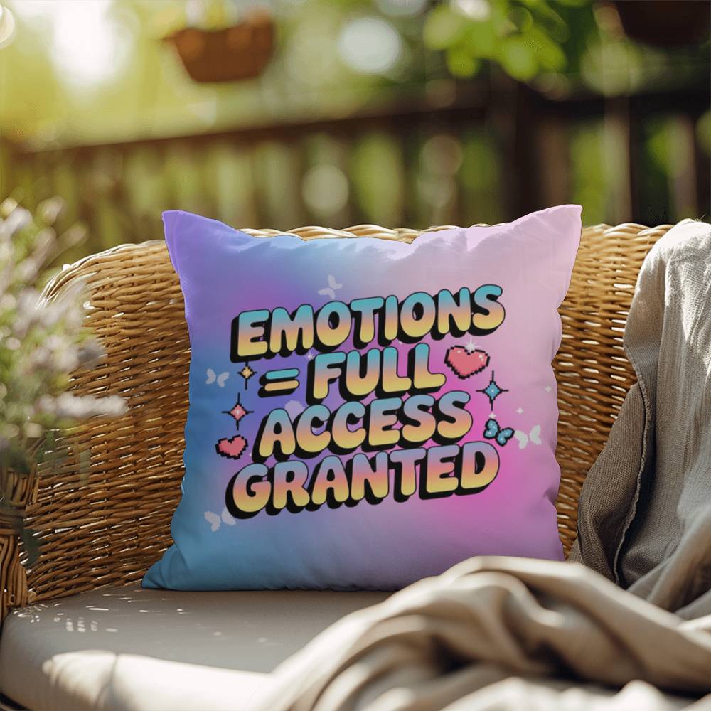 Emotions = Full Access Granted Y2K mental health pillow custom name gift - MySisterIsASurvivor