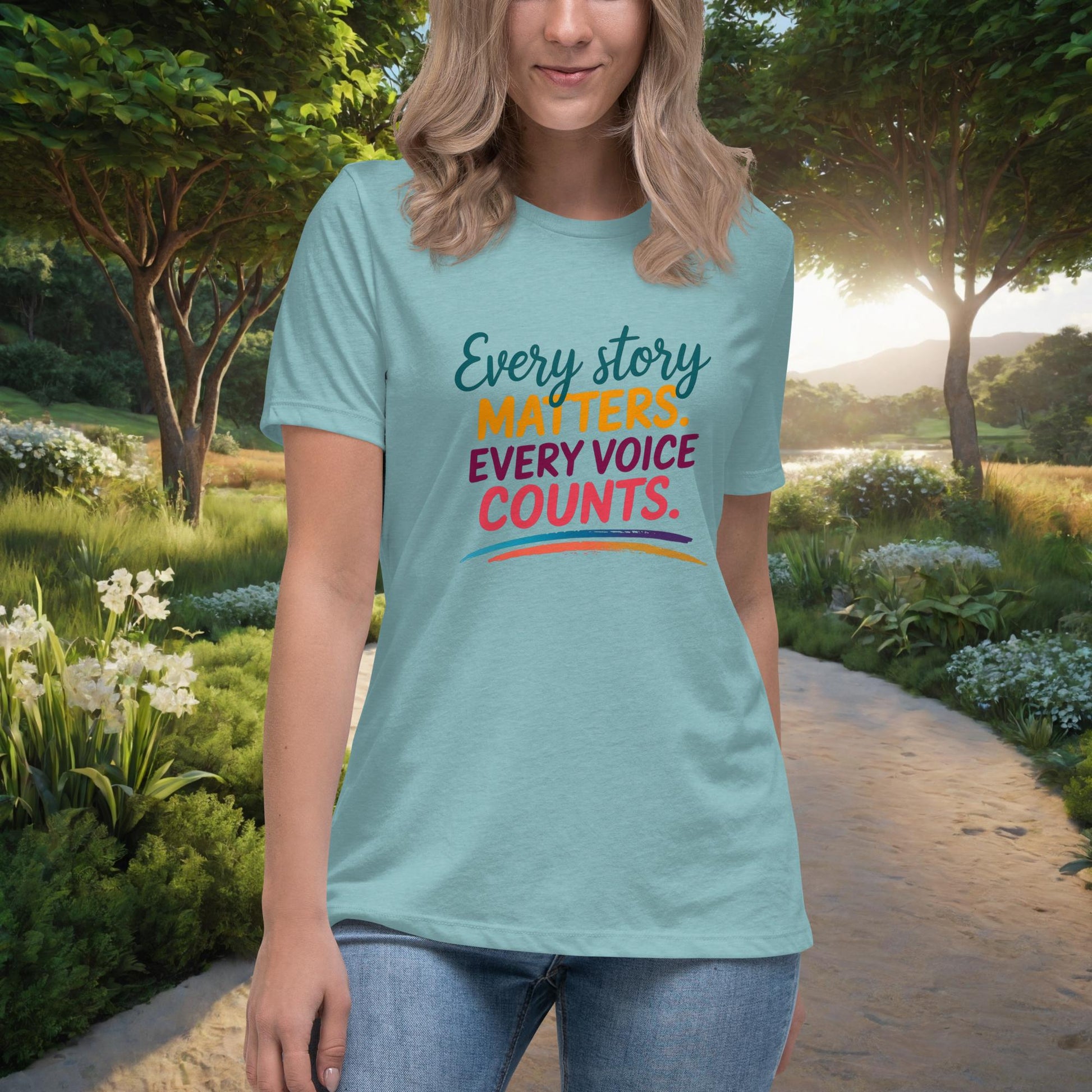 Every Story Matters. Every Voice Counts Women's Relaxed T-Shirt, Personalized Survivor Awareness & Advocacy Shirt - MySisterIsASurvivor