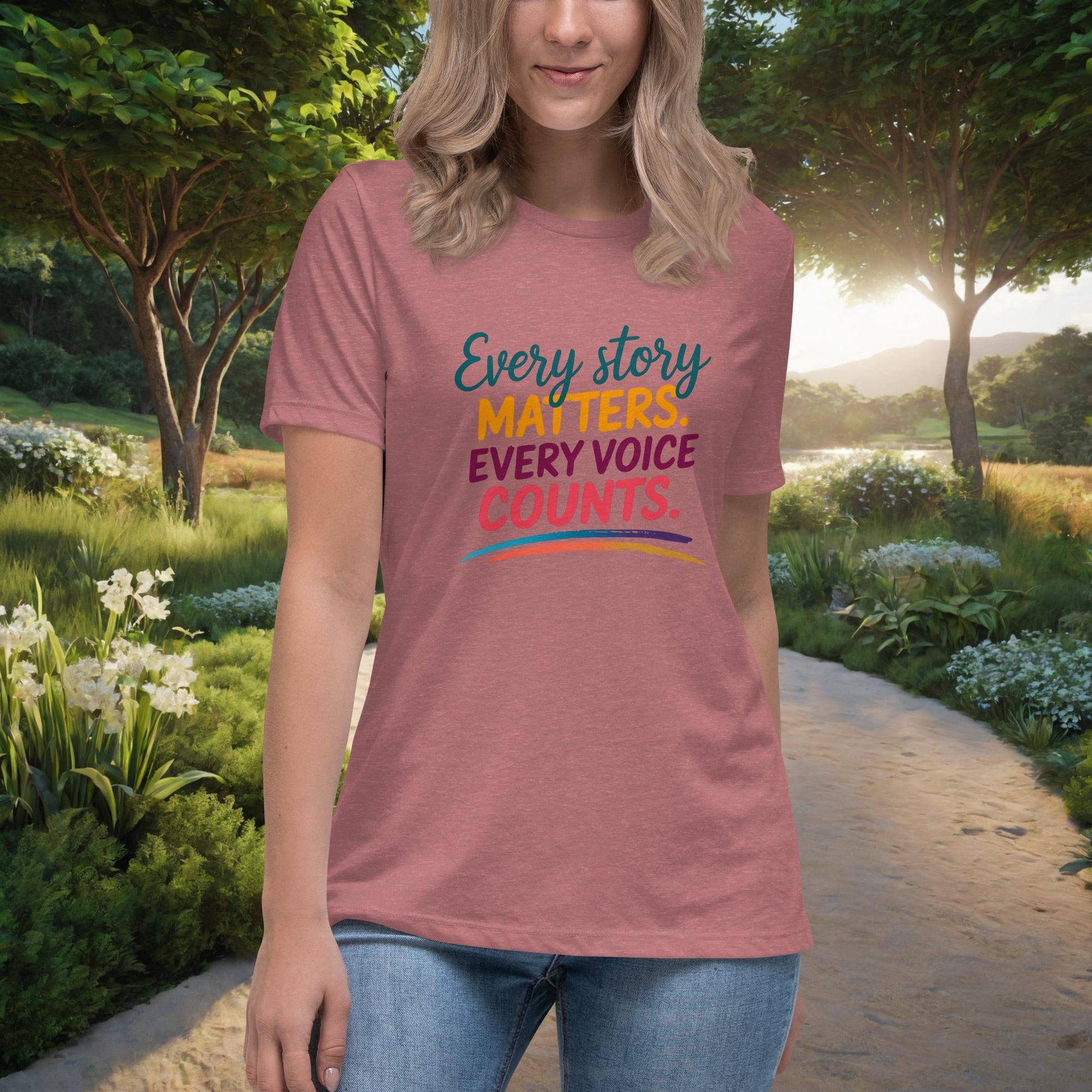 Every Story Matters. Every Voice Counts Women's Relaxed T-Shirt, Personalized Survivor Awareness & Advocacy Shirt - MySisterIsASurvivor