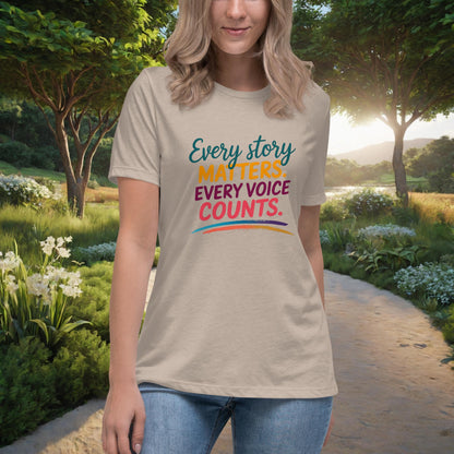 Every Story Matters. Every Voice Counts Women's Relaxed T-Shirt, Personalized Survivor Awareness & Advocacy Shirt - MySisterIsASurvivor
