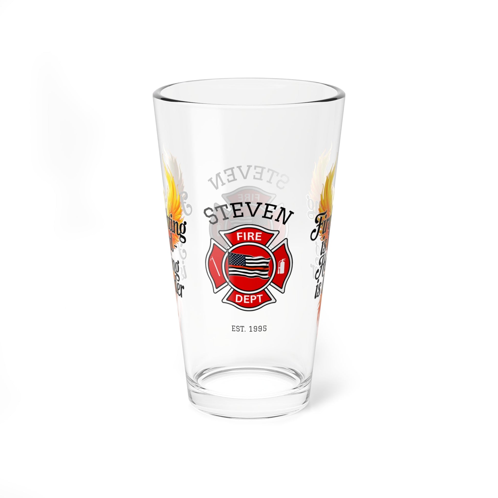 Firefighting is hard, healing is harder – pint glass supporting resilience and mental health recovery. - MySisterIsASurvivor
