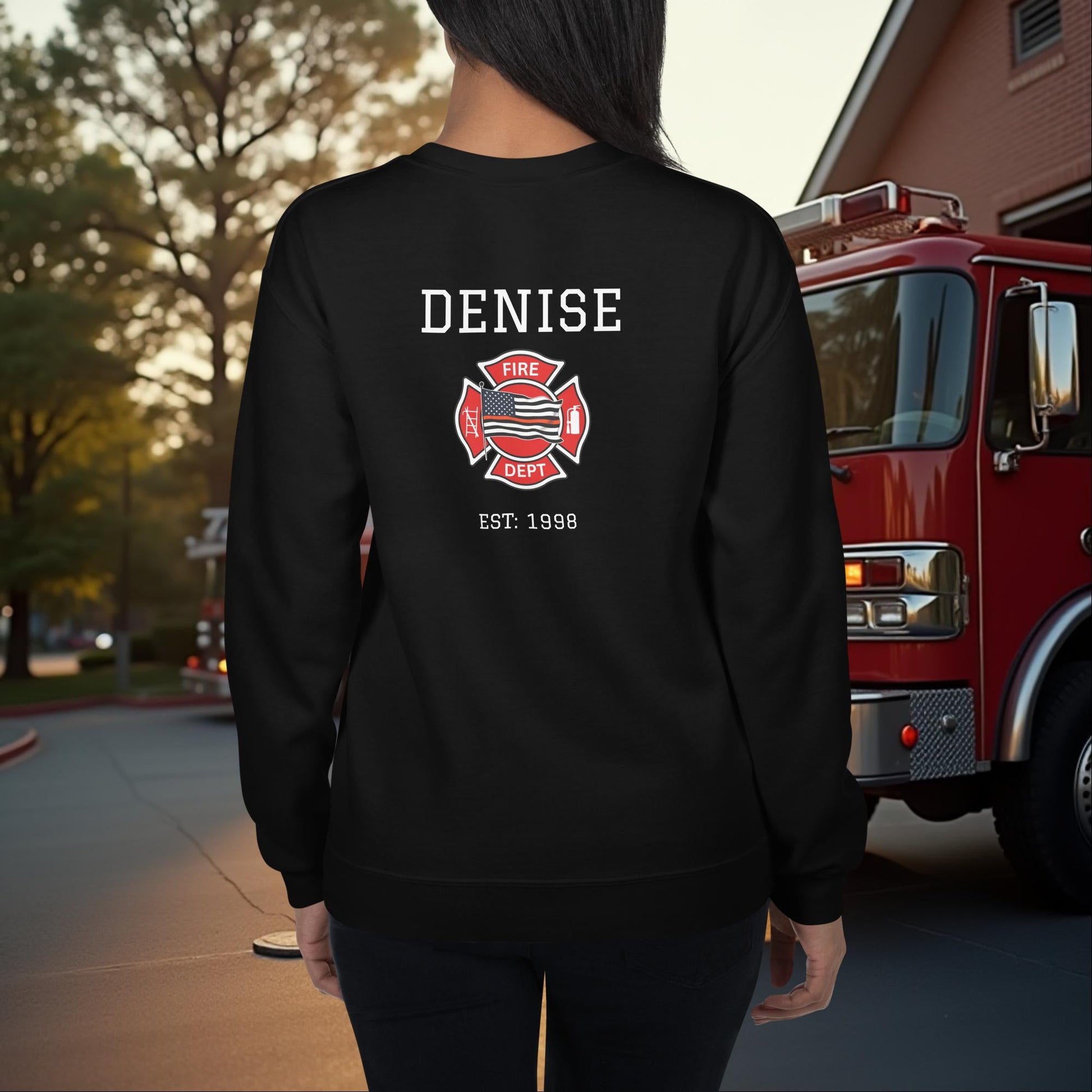 First In, Not Forgotten - Firefighter Memorial and Mental Health Awareness Crew Neck Sweatshirt - MySisterIsASurvivor
