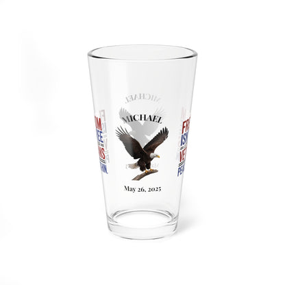 Freedom Isn't Free pint glass with patriotic design - Memorial Day gift for veterans and military remembrance
