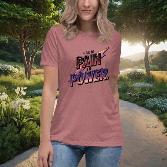 From Pain To Power Women’s Relaxed T-Shirt, Strength & Healing Shirt for Domestic Violence Survivors