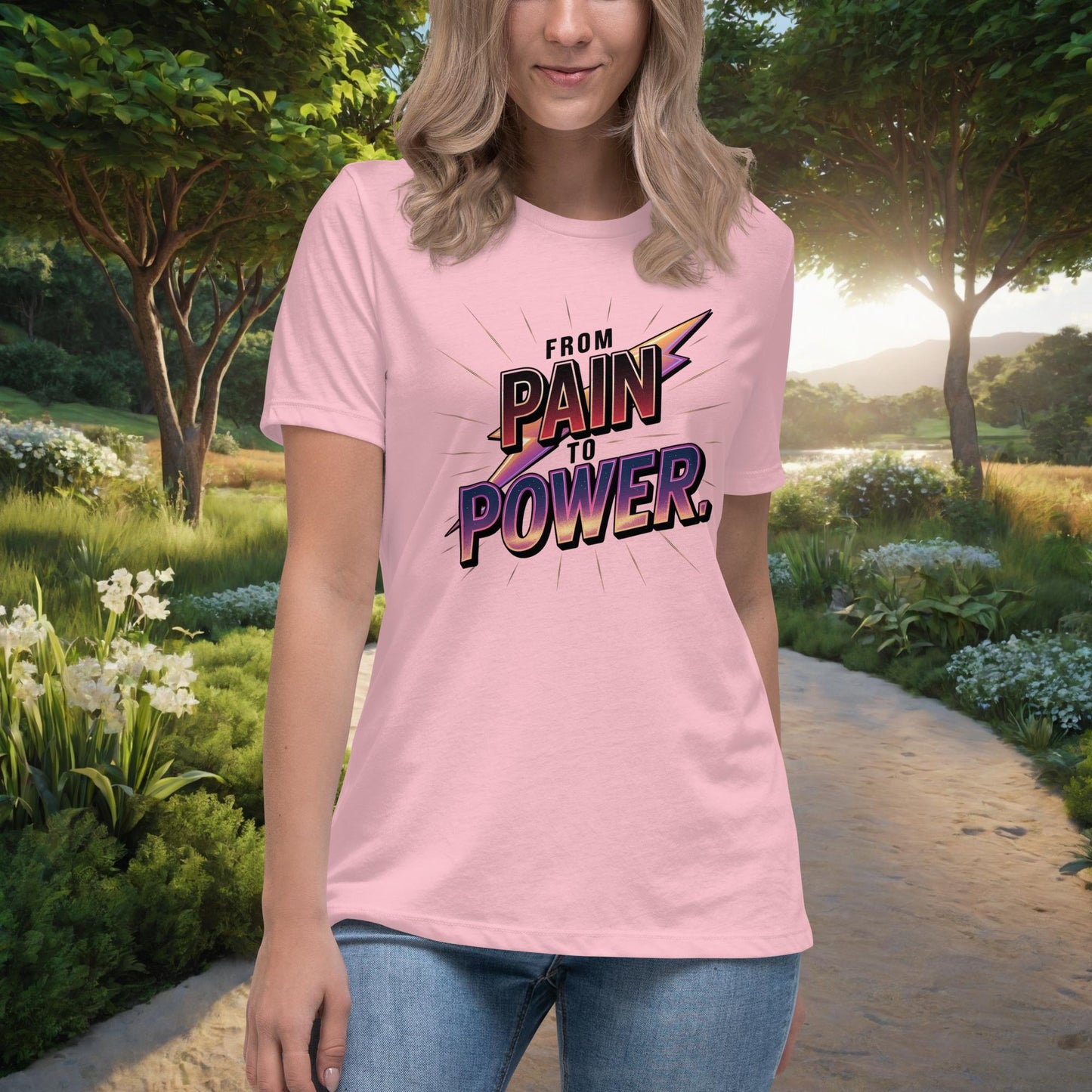 From Pain To Power Women’s Relaxed T-Shirt, Strength & Healing Shirt for Domestic Violence Survivors