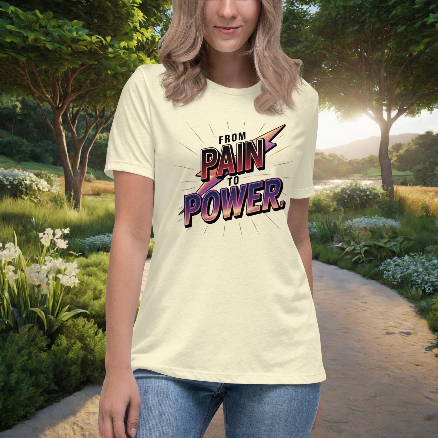 From Pain To Power Women's Relaxed T-Shirt, Personalized Strength & Healing Shirt for Survivors of Domestic Violence - MySisterIsASurvivor