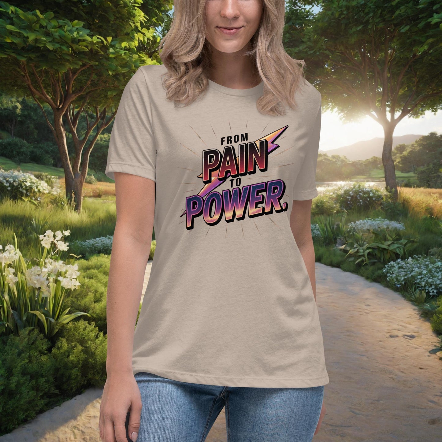 From Pain To Power Women’s Relaxed T-Shirt, Strength & Healing Shirt for Domestic Violence Survivors