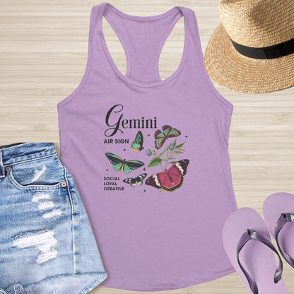 Gemini Butterfly Racerback Tank - Boho Zodiac Tank for Balance, Growth & Healing - MySisterIsASurvivor