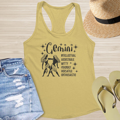 Gemini Racerback Tank - Dual Energy Tank for Balance, Focus & Zodiac Expression - MySisterIsASurvivor