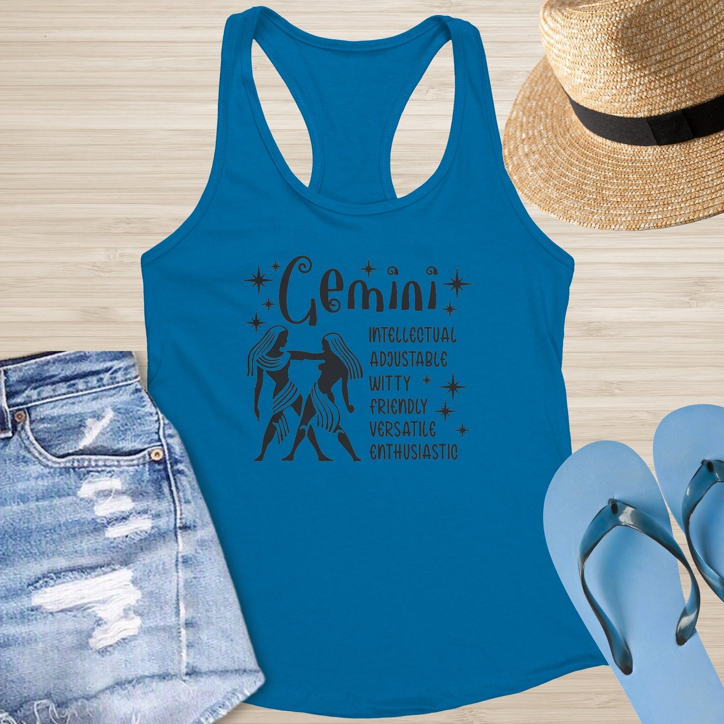 Gemini Racerback Tank - Dual Energy Tank for Balance, Focus & Zodiac Expression - MySisterIsASurvivor