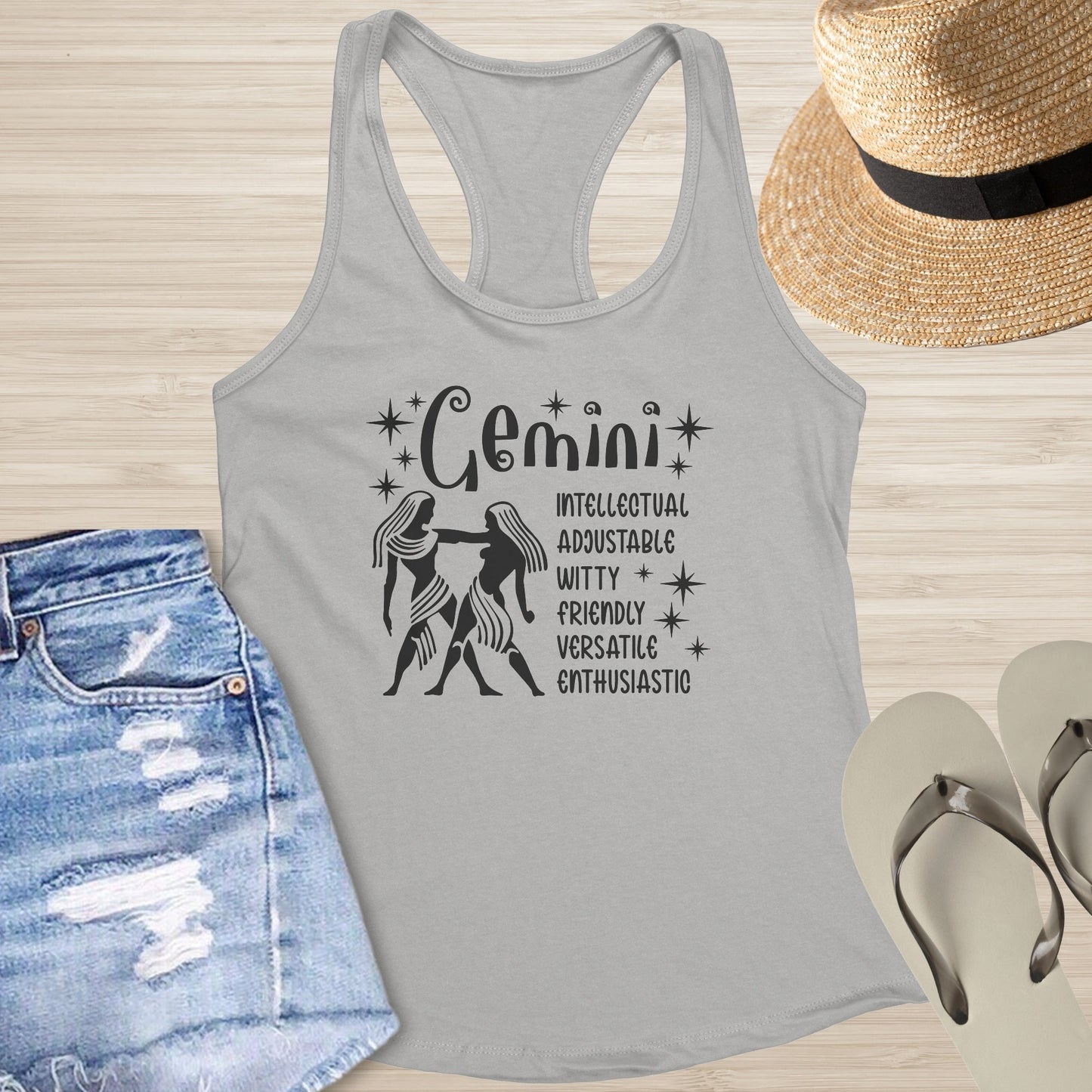Gemini Racerback Tank - Dual Energy Tank for Balance, Focus & Zodiac Expression - MySisterIsASurvivor