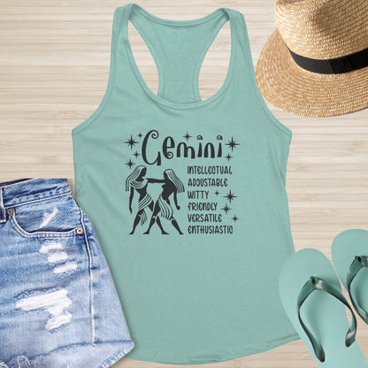 Gemini Racerback Tank - Dual Energy Tank for Balance, Focus & Zodiac Expression - MySisterIsASurvivor