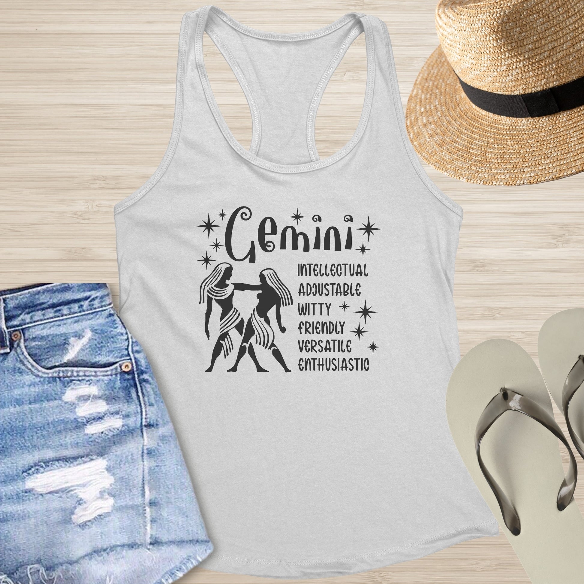 Gemini Racerback Tank - Dual Energy Tank for Balance, Focus & Zodiac Expression - MySisterIsASurvivor