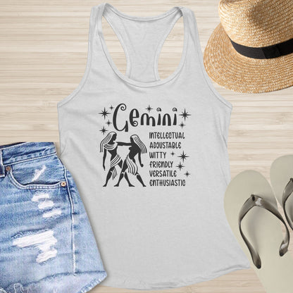 Gemini Racerback Tank - Dual Energy Tank for Balance, Focus & Zodiac Expression - MySisterIsASurvivor