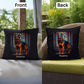Black & Red German Shepherd Stained Glass Pillow, custom dog art gift for pet lovers