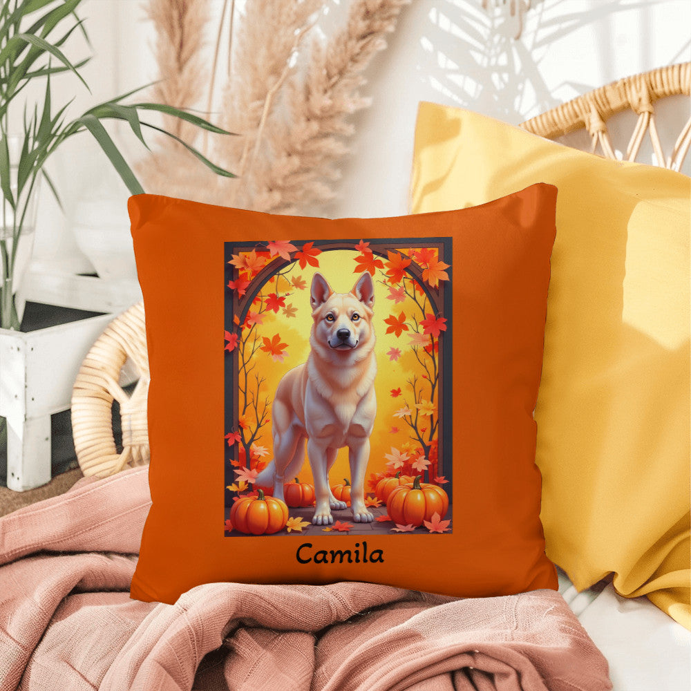 German Shepherd Cream Coat Pillow, Personalized Indoor Outdoor Dog Cushion, Water-Resistant
