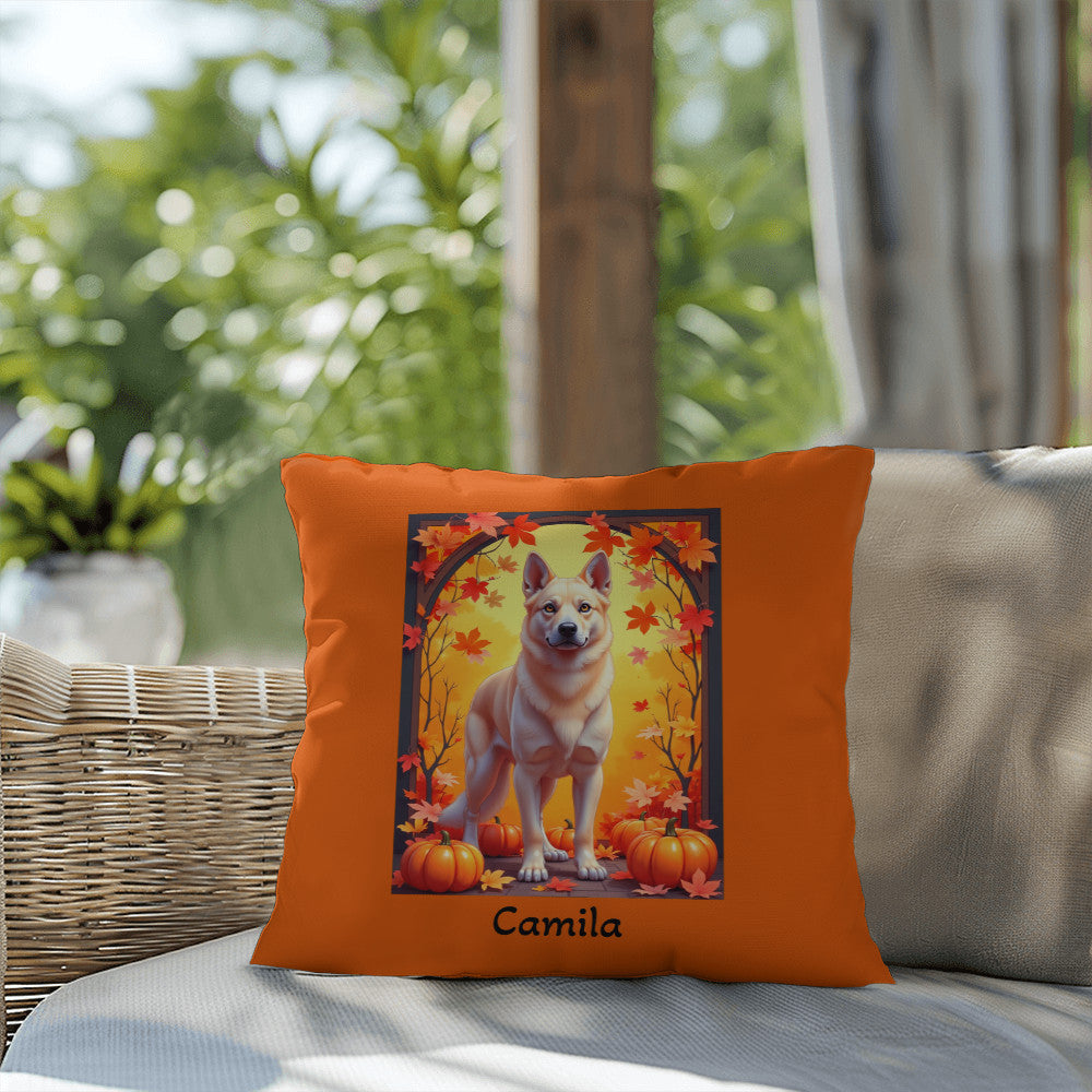 German Shepherd Cream Coat Pillow, Personalized Indoor Outdoor Dog Cushion, Water-Resistant