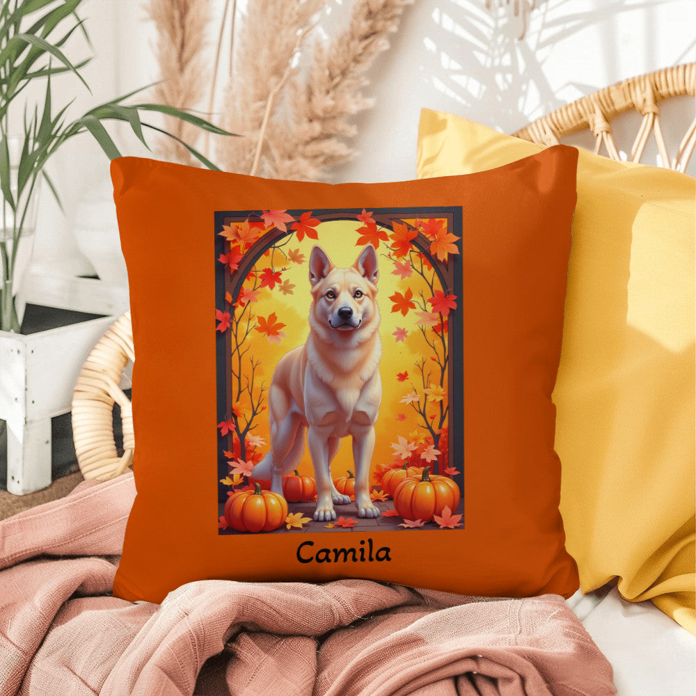 German Shepherd Cream Coat Pillow, Personalized Indoor Outdoor Dog Cushion, Water-Resistant