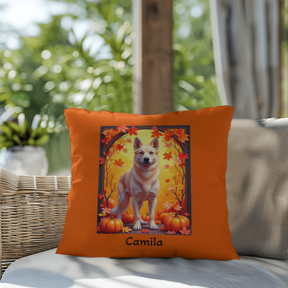 German Shepherd Cream Coat Pillow, Personalized Indoor Outdoor Dog Cushion, Water-Resistant