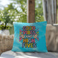 "Good Vibes And High Fives" indoor/outdoor pillow, mental health support cushion for self-care and anxiety relief.