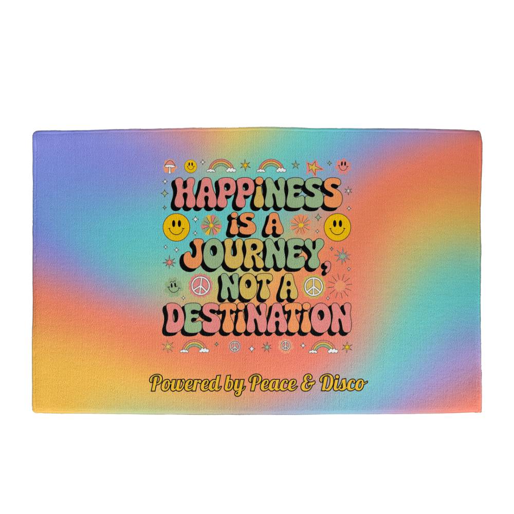 Happiness Is a Journey, Not a Destination - Retro Welcome Mat, Personalized Rug - MySisterIsASurvivor