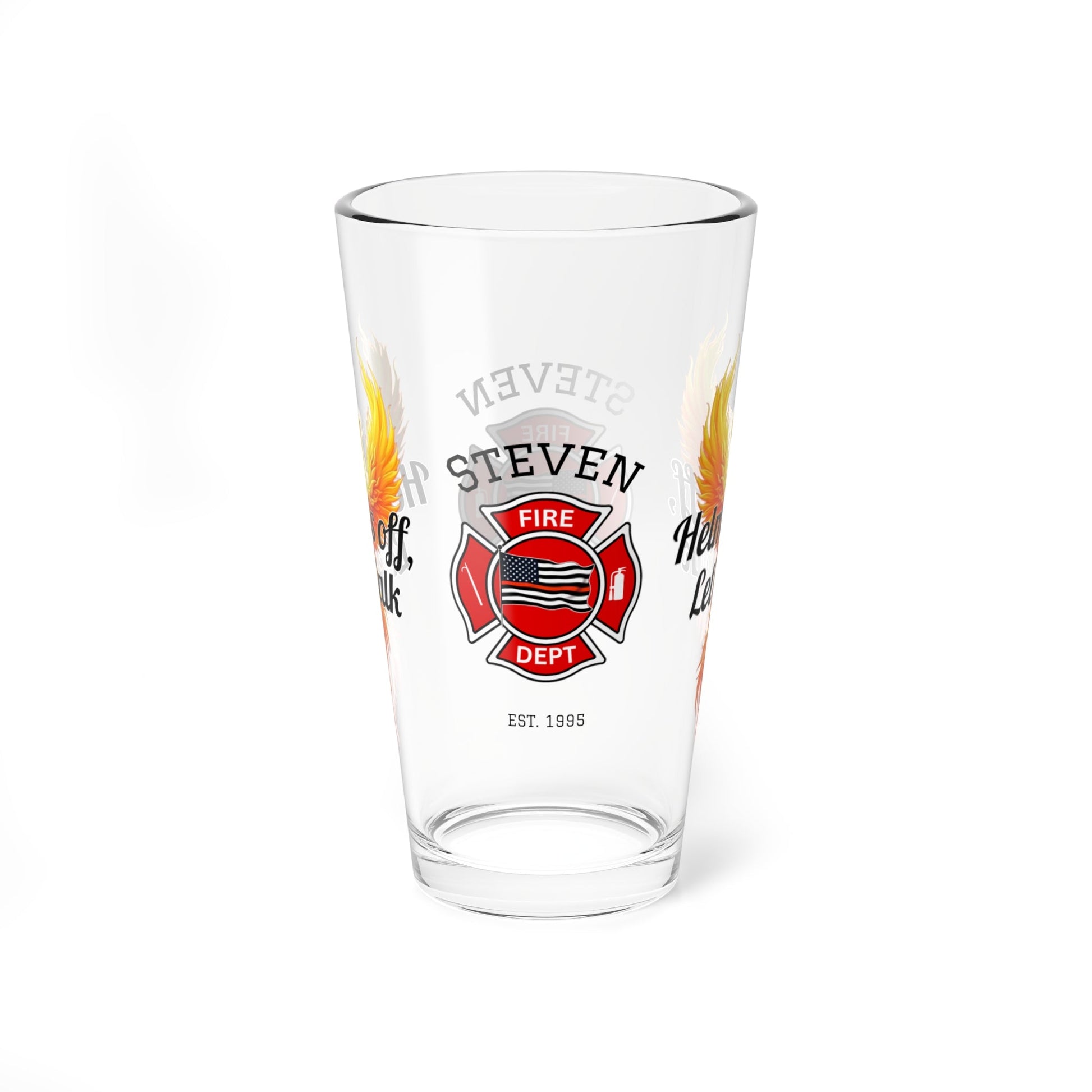 Helmets off, let’s talk – firefighter support pint glass promoting open conversation and mental health care. - MySisterIsASurvivor
