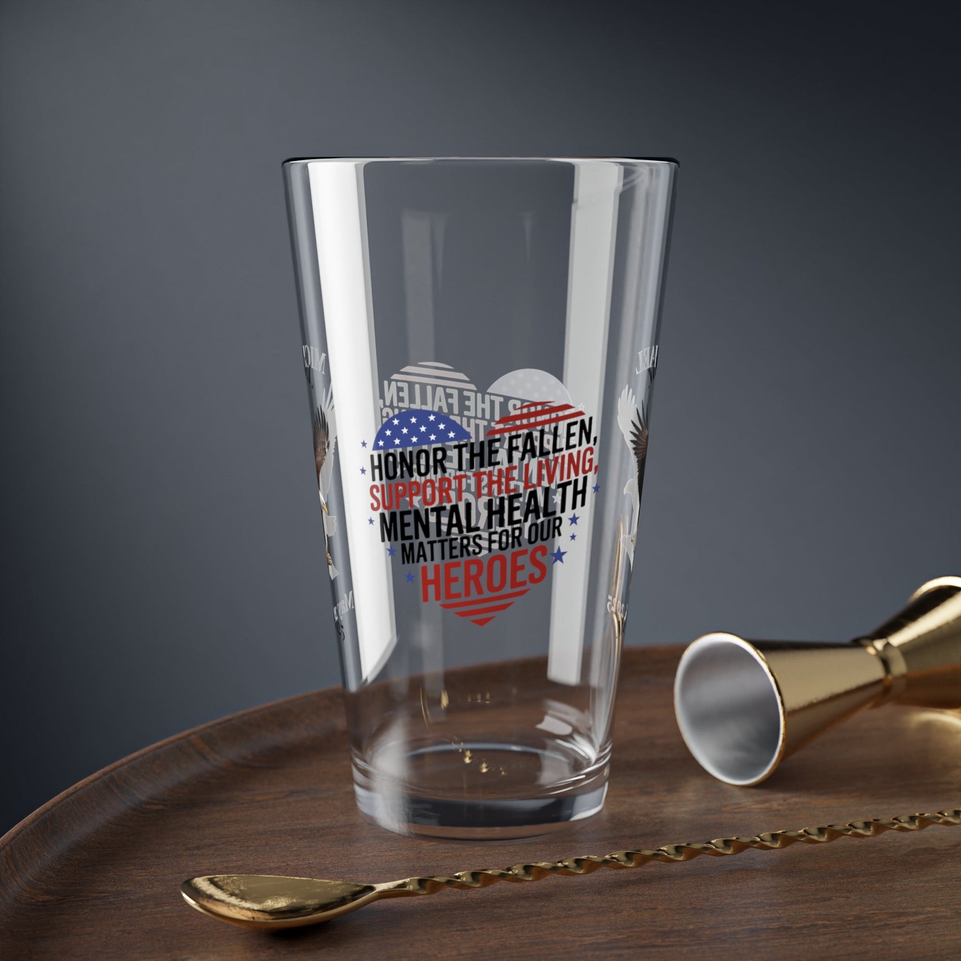 Honor The Fallen pint glass engraved for Memorial Day - tribute gift for veterans and fallen heroes