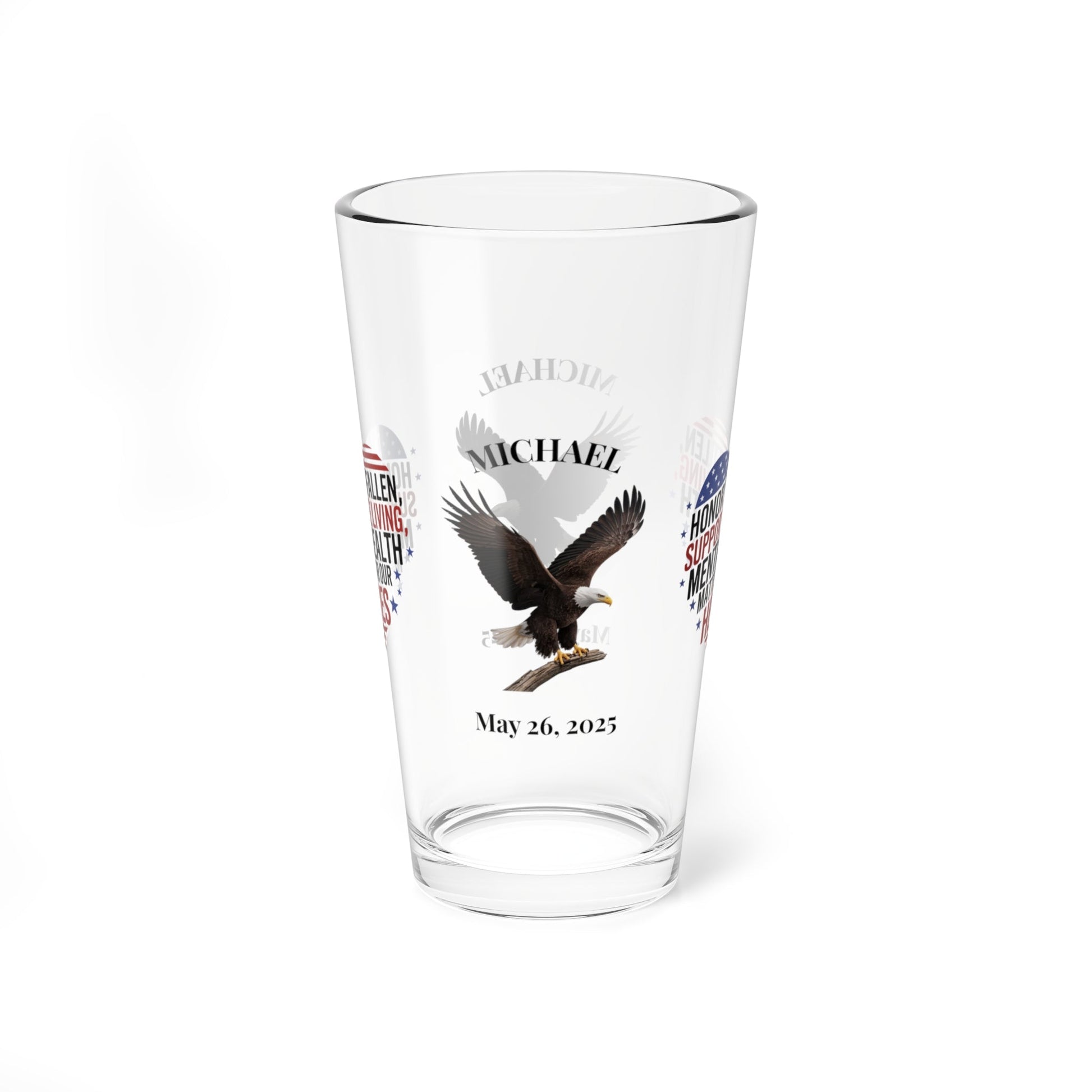 Honor The Fallen pint glass engraved for Memorial Day - tribute gift for veterans and fallen heroes