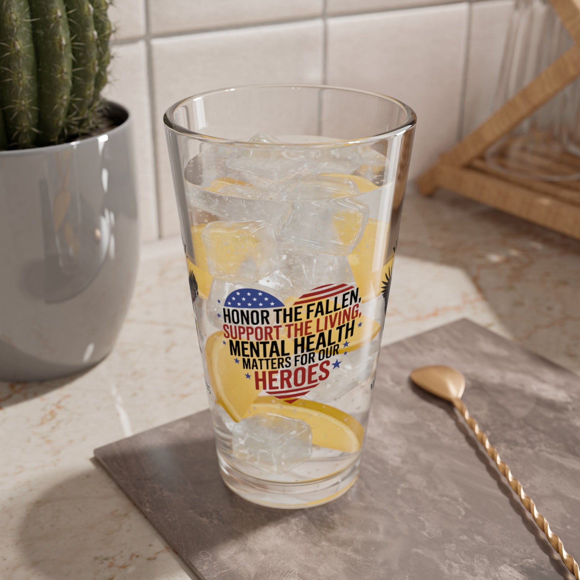 Honor The Fallen pint glass engraved for Memorial Day - tribute gift for veterans and fallen heroes