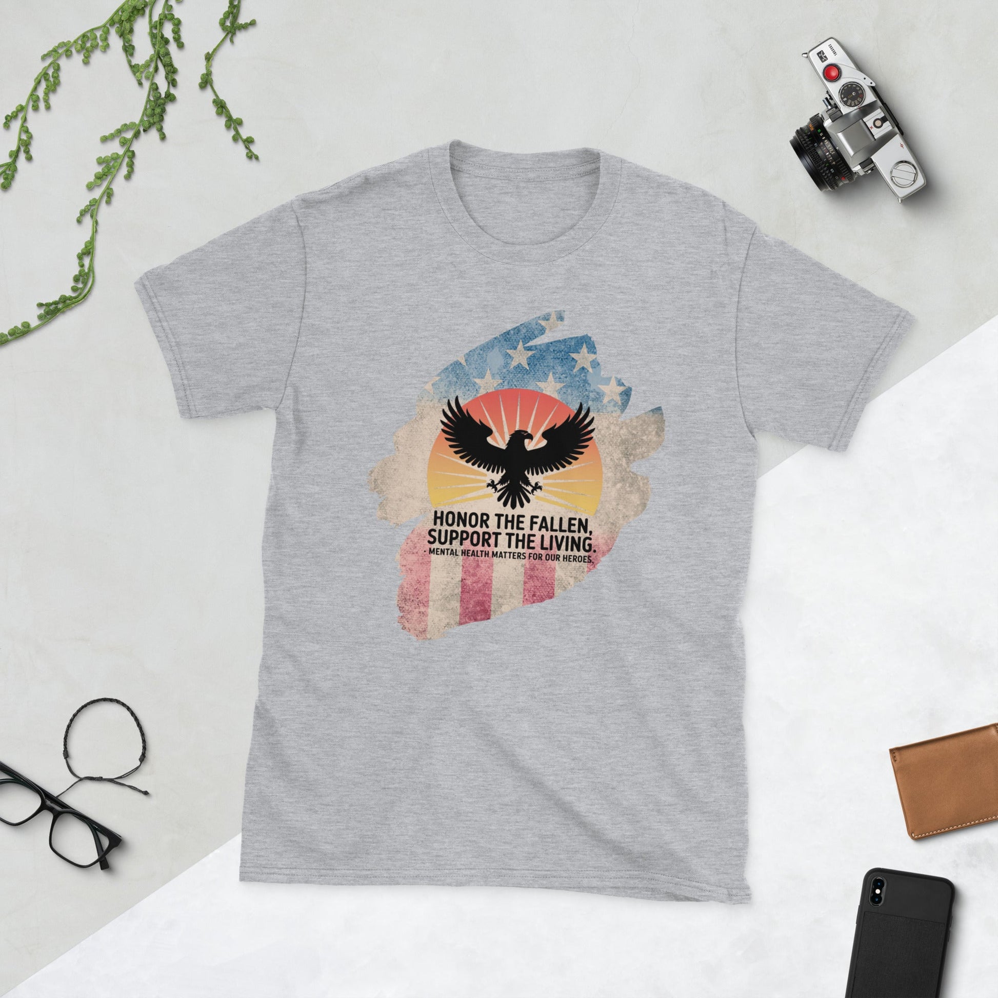 Honor The Fallen, Support The Living T-Shirt | Veteran Tribute Gift | PTSD Awareness Shirt | Memorial Day Tee | Mental Health Support Unisex Shirt