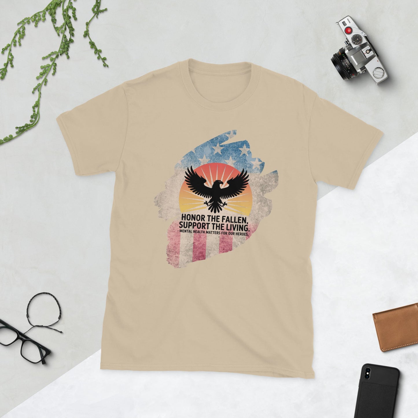 Honor The Fallen, Support The Living T-Shirt | Veteran Tribute Gift | PTSD Awareness Shirt | Memorial Day Tee | Mental Health Support Unisex Shirt