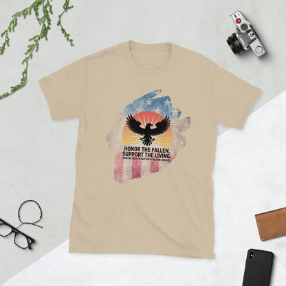 Honor The Fallen, Support The Living T-Shirt | Veteran Tribute Gift | PTSD Awareness Shirt | Memorial Day Tee | Mental Health Support Unisex Shirt