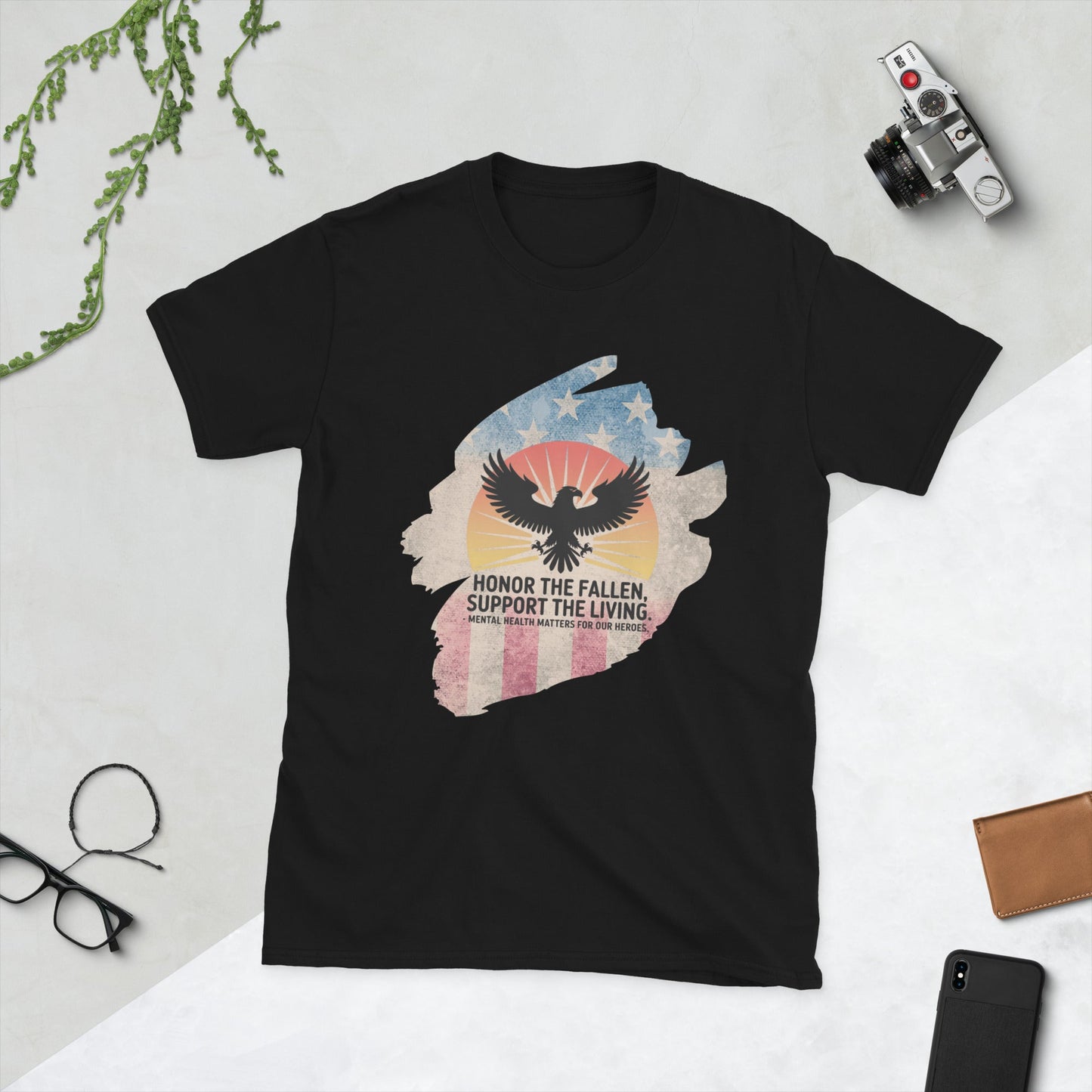 Honor The Fallen, Support The Living T-Shirt | Veteran Tribute Gift | PTSD Awareness Shirt | Memorial Day Tee | Mental Health Support Unisex Shirt - MySisterIsASurvivor