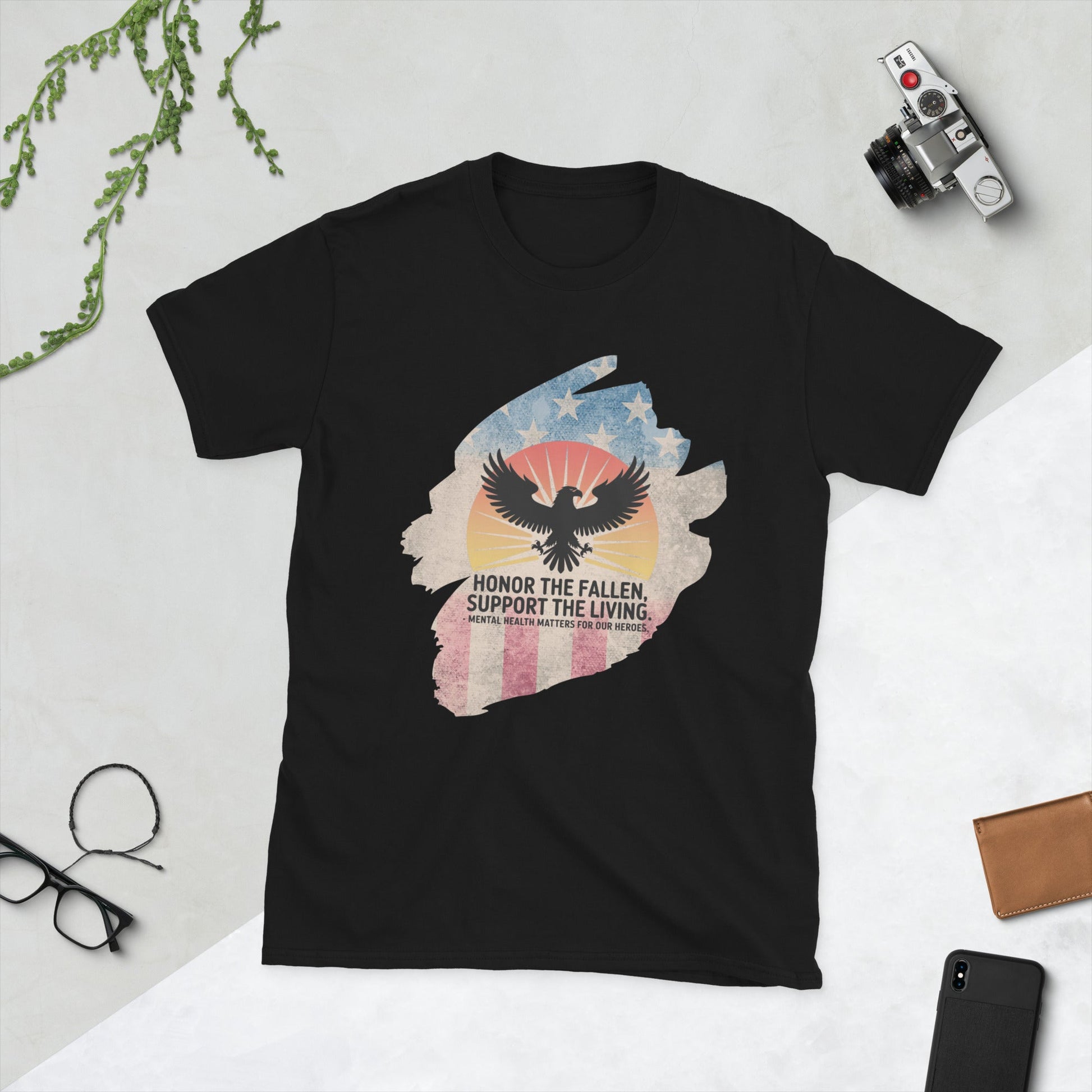 Honor The Fallen, Support The Living T-Shirt | Veteran Tribute Gift | PTSD Awareness Shirt | Memorial Day Tee | Mental Health Support Unisex Shirt - MySisterIsASurvivor