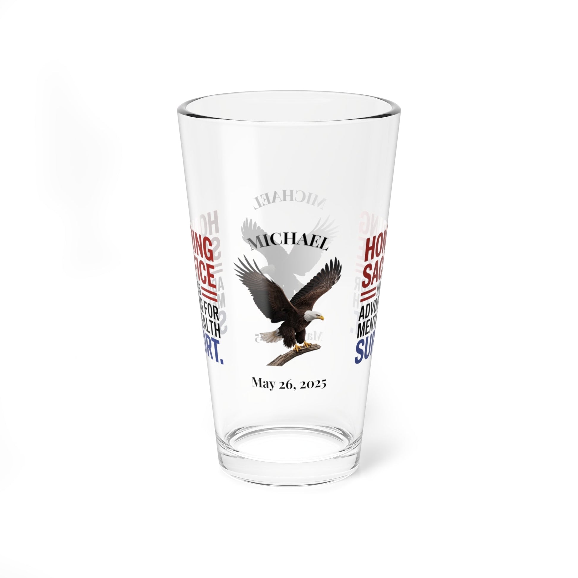 Honoring Sacrifice pint glass for Memorial Day - personalized veteran remembrance and support glassware