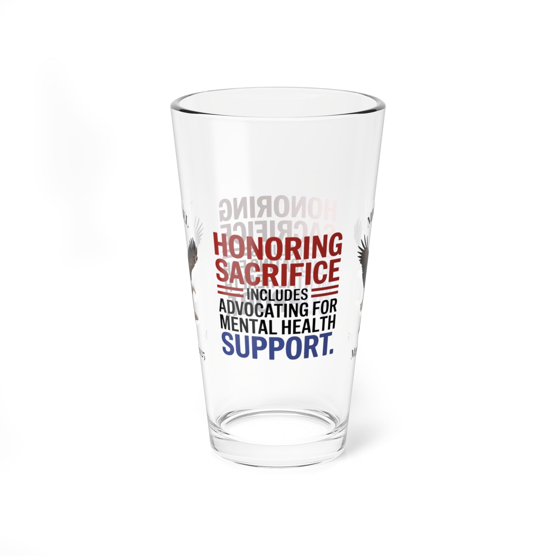 Honoring Sacrifice pint glass for Memorial Day - personalized veteran remembrance and support glassware