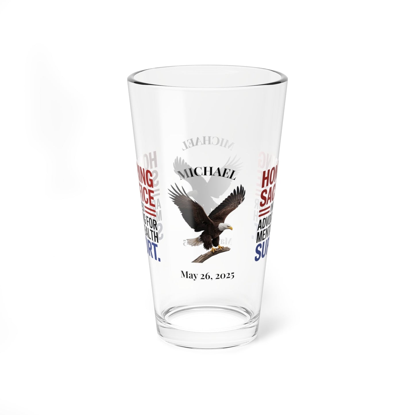 Honoring Sacrifice pint glass for Memorial Day - personalized veteran remembrance and support glassware