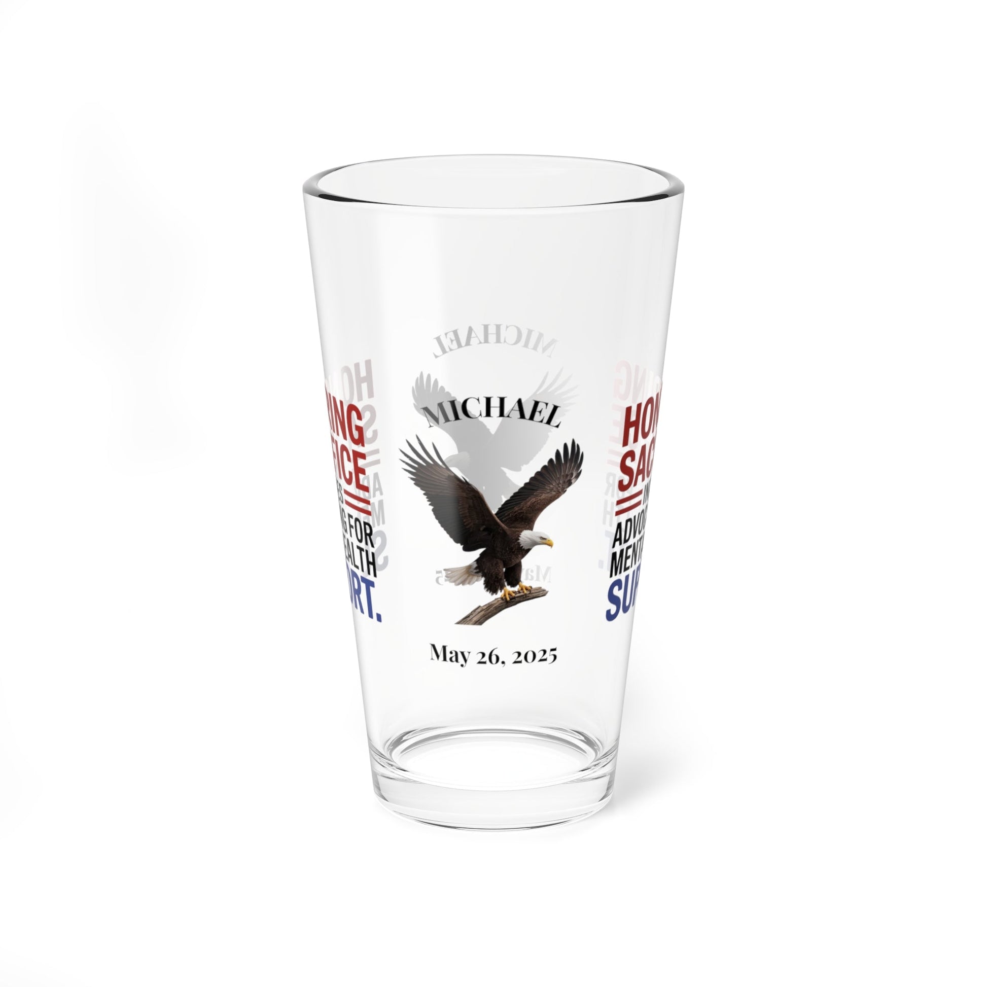 Honoring Sacrifice pint glass for Memorial Day - personalized veteran remembrance and support glassware