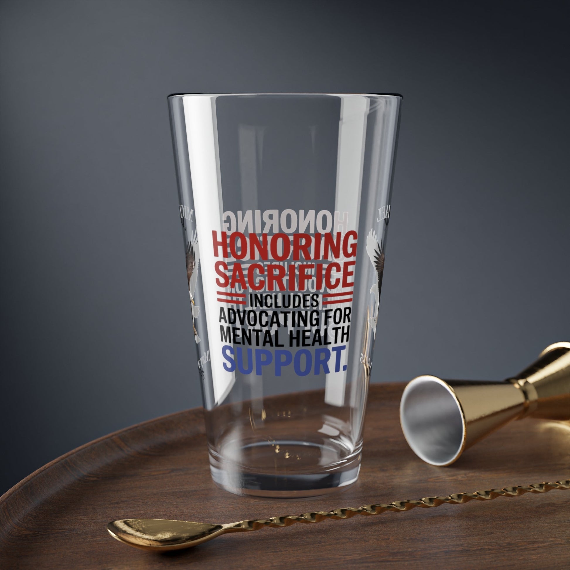Honoring Sacrifice pint glass for Memorial Day - personalized veteran remembrance and support glassware