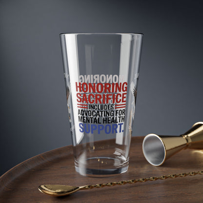 Honoring Sacrifice pint glass for Memorial Day - personalized veteran remembrance and support glassware