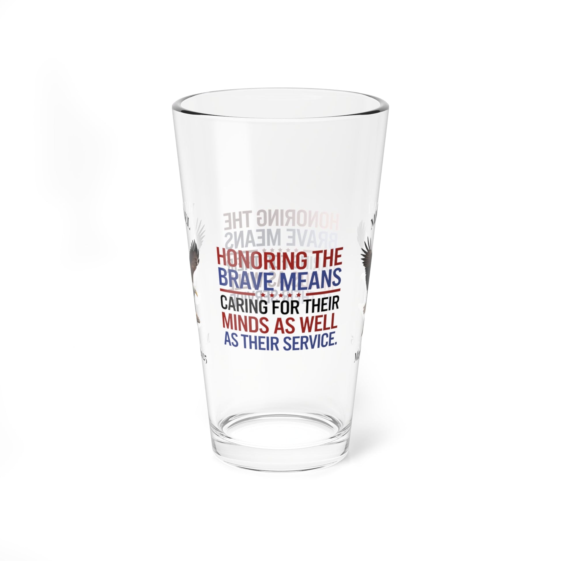 Honoring The Brave pint glass - engraved military gift for veterans, Memorial Day, and PTSD awareness