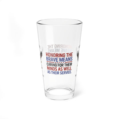 Honoring The Brave pint glass - engraved military gift for veterans, Memorial Day, and PTSD awareness