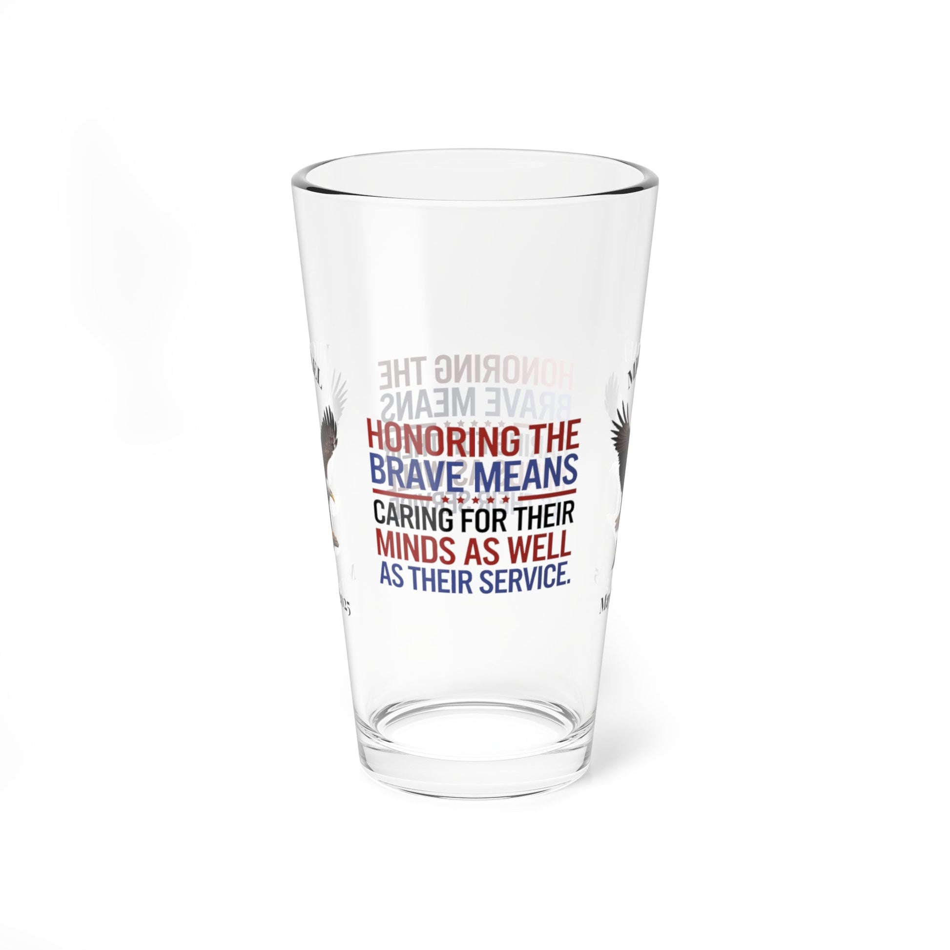 Honoring The Brave pint glass - engraved military gift for veterans, Memorial Day, and PTSD awareness