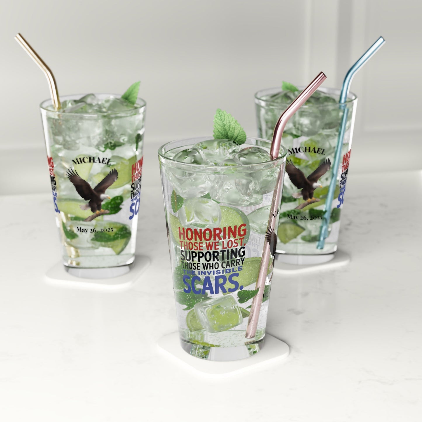Honoring Those We Lost pint glass - custom tribute glass for fallen soldiers and military families